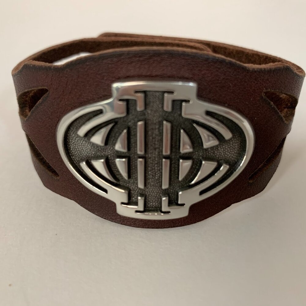 BICO Australia Men's Leather & Pewter Cuff Bracelet